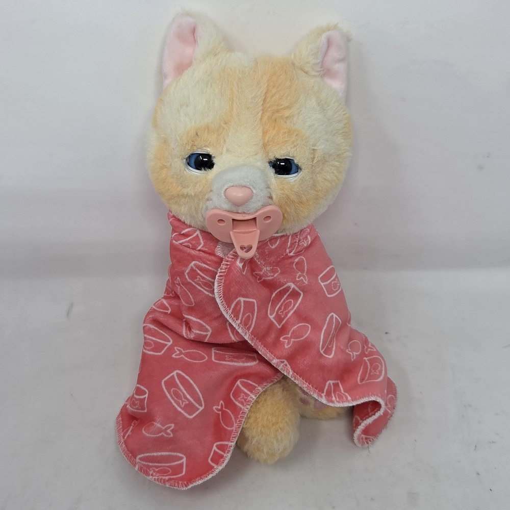 Little Live Pets Cat Plush Cozy Dozys Ginger Kitty Kitten  w/ Pacifier WORKS!